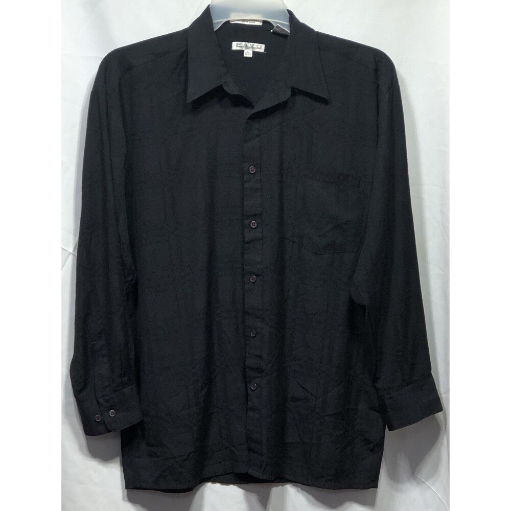 Pavo Oxford Button up Shirt L 16-16 1/2 Blk Long Sleeve Office Career capsule